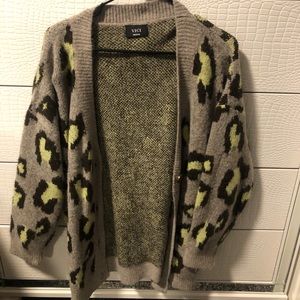 VICI lime green cheetah print cardigan
